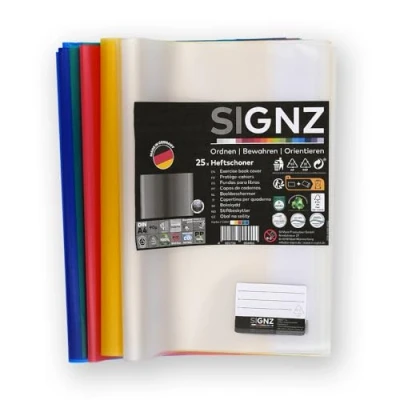 Abbildung von SIGNZ Heftschoner DIN A4, 25 Stück, farblich sortiert, starke 90my (0,09mm), CO2 neutral hergestellt, made in Germany