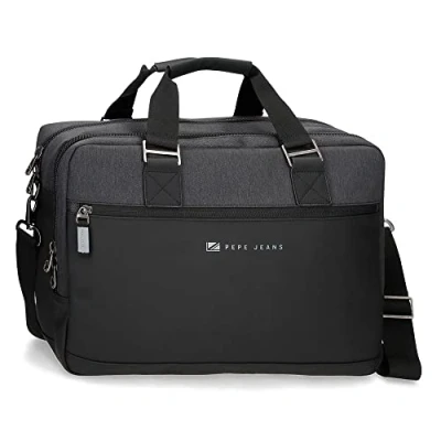 Abbildung von Pepe Jeans Jarvis Geldbörse für Laptop, doppelt, anpassbar, Schwarz, 40 x 30 11 cm, Polyester, mit Kunstlederdetails