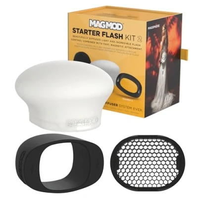 Abbildung von MagMod Starter Flash Kit 2,Kamera Speedlight Diffusor,Magnetic Light Modifikator Attachments,Neue und verbesserte Modifikatoren: MagGrip 2, MagSphere MagGrid 2,Superior Control