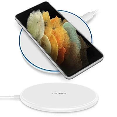 Abbildung von QI Wireless Ladestation kompatibel für Samsung Galaxy S21 Ultra 5G Kabellos Charger Induktives Universal Schnellladegerät, Farben:Weiss