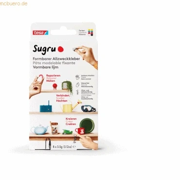 Abbildung von 10 x Sugru Allzweckkleber formbar VE=8 Stück (8x3,5 g) rot/blau/gelb/s