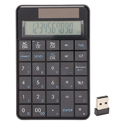 Abbildung von Annadue 2 in 1 Kabelloses Keypad mit Taschenrechner, 29 Tasten 2.4G Kabellos Nummernblock Ziffernblock USB Empfänger für Laptop Notebook Computer