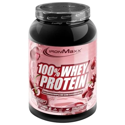 Abbildung von 100% Whey Protein Pulver 900g Yoghurt Cherry Leckerer High Shake, 37g Eiweiß pro Portion, Power Drink für intensives Muskel Training, Mit BCAAs und EAAs