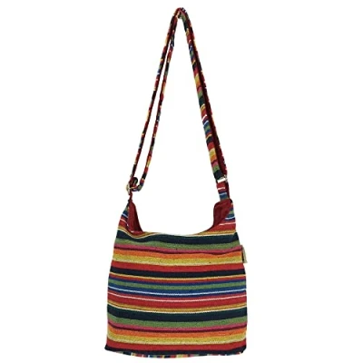 Abbildung von Sunsa Hobo Tasche, Vegane nachhaltige Umhängetasche Crossbody Crossover, Streifen Design