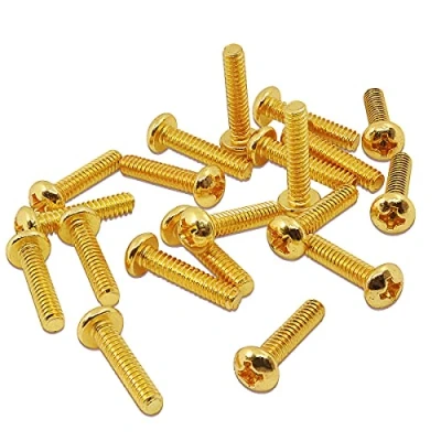 Abbildung von Musiclily Basic 3,5x18mm Metall Metrisches Gewinde Tele Steg Tonabnehmer Befestigungs Schrauben, Gold(20er Set)