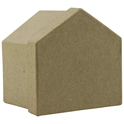 Abbildung von Decopatch Décopatch BT048C Box (aus Pappmaché zum Verzieren und Personalisieren, 7 cm, Haus) 1 Stück kartonbraun
