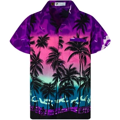 Abbildung von V.H.O. Funky Hawaii Hemd, Herren, Kurzarm, Beach, Eclectic Violett, S