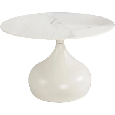 Abbildung von Concept GmbH Couchtisch rund&quot; in Keramik weiß, Metallgestell 41x70cm (HxD)&quot;