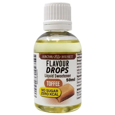 Abbildung von Flavour Drops Toffee zuckerfrei 50 ml Geschmackstropfen ohne Kalorien Flüssigaroma Geschmacksverbesserung Aromatropfen zum Kochen, Backen &amp; Mixen laktosefrei, glutenfrei und vegan