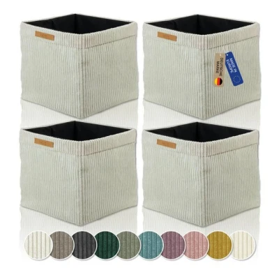 Abbildung von Lycce Regalkorb Kallax Boxen Cord 4er Set beige, faltbare Aufbewahrungsbox 33x33x31cm (4 St)