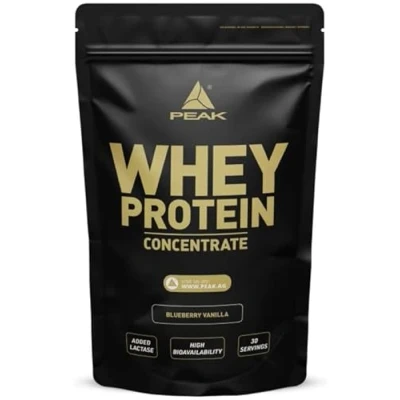 Abbildung von PEAK Whey Protein Concentrat 900g Geschmack Blueberry Vanilla I 30 Portionen Proteinquelle: ultrafiltriertes Molkenprotein ohne Zuckerzusatz reich an EAAs zum Muskelaufbau
