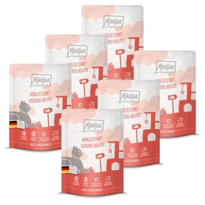 Abbildung von MjAMjAM Premium Nassfutter für Katzen Quetschie leckeres Rind an gedämpftem Kürbis, 6er Pack (6 x 300 g), getreidefrei mit extra viel Fleisch