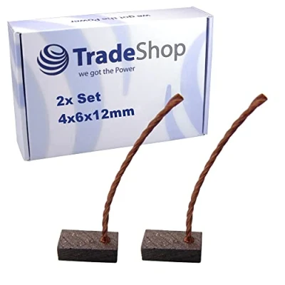 Abbildung von 2x Trade Shop Motorkohlen/Kohlebürsten/Schleifkohlen 4 x 6 12mm 12 24V für verschiedene KFZ Motoren Rolltor Garagentor Antriebe Lichtmaschine
