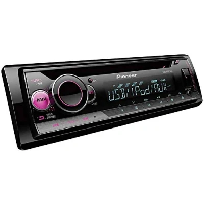 Abbildung von Pioneer DEH S220UI , 1DIN RDS Autoradio mit roter Tastenbeleuchtung Display weiß Android Unterstützung iPhone Steuerung 5 Band Equalizer CD MP3 USB AUX Eingang ARC App