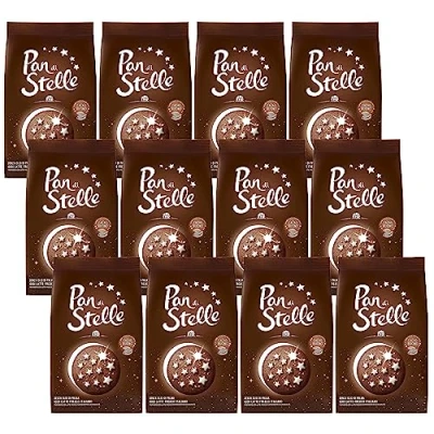 Abbildung von MULINO BIANCO Pan di stella Italienische Schokoladenkekse mit gefrorenen Sternen 350g x 12 pakete (Pan stella, x12)