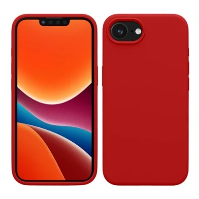 Abbildung von kwmobile Hülle kompatibel mit Apple iPhone SE 2025 / 4 4. Generation Silikon Handy Case Handyhülle weiche Oberfläche kabelloses Laden Klassisch Rot