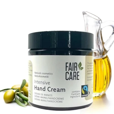 Abbildung von FAIR CARE Handcreme Olive 100ml Intensive Hautpflege mit Fairtrade Olivenöl Vegane und Nachhaltige Handpflege