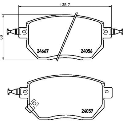 Abbildung von HELLA 8DB 355 011 101 Bremsbelagsatz mit akustischer Verschleißwarnung NISSAN: Pathfinder 3, Murano II, I, INFINITI: FX SUV, G Coupe, M35 III