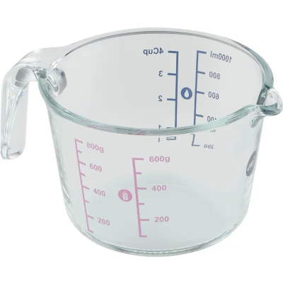 Abbildung von Emsa Messbecher &quot;K32361 Prep&amp;Bake&quot;, Glas, (1), doppelte Skalierung f. feste &amp; flüssige Zutaten, Ausgießlippe, 1 L