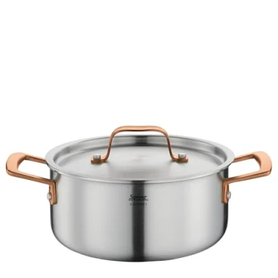 Abbildung von Spring Bratentopf GOURMET, mehrschichtiger Kochtopf mit Deckel aus Edelstahl, backofengeeignet, Innenskalierung, Ø 20 cm, Höhe 9 2,7 Liter, roségold