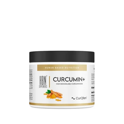 Abbildung von HBN Curcumin+ 60 Kapseln mit CurQfen® Kurkuma hochdosiert 270 fache Bioverfügbarkeit