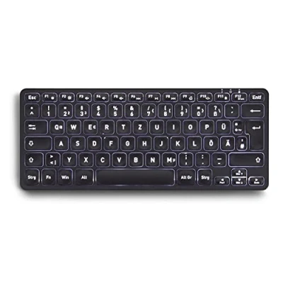 Abbildung von Perixx PERIBOARD 732B Kabellose Mini Tastatur mit Hintergrundbeleuchtung X Typ Scherentasten Weiße DE Layout