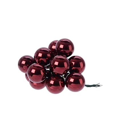 Abbildung von Kaemingk Weihnachtskugeln am Draht Glas 2,5cm x 12 Stück Spiegelbeeren glänzend Bordeaux weinrot Ochsenblut