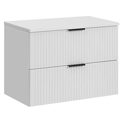Abbildung von Lomadox Badezimmermöbel Waschtisch Unterschrank 80 cm matt weiß mit gerilllter Front, Waschbecken Badschrank 2 Softclose Schubkästen, B/H/T ca. 80,6/59,2/46,5