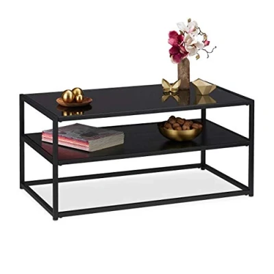 Abbildung von relaxdays Couchtisch Schwarzer mit Glasplatte