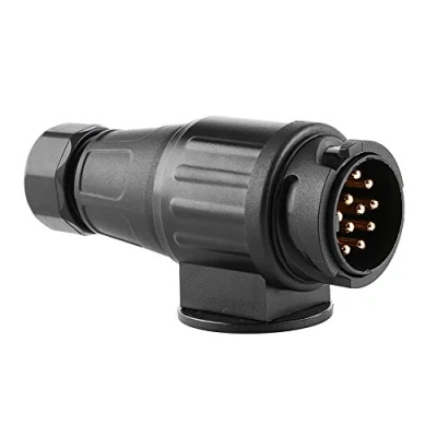 Abbildung von Stecker 13 Polig Für Pkw Anhänger Metall Poliger Anhängerstecker, 12V Elektrischer Anhängerstecker Aus Kunststoff Kabelsteckeradapter Schwarz