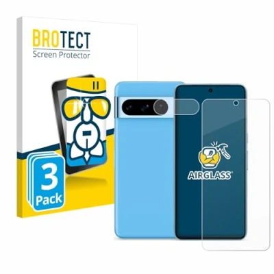 Abbildung von BROTECT Schutzglas für Google Pixel 8 Pro (Display+Kamera) (3 Stück) Schutzfolie Panzer Folie Glas [Extrem Kratzfest 9H, Anti Fingerprint,