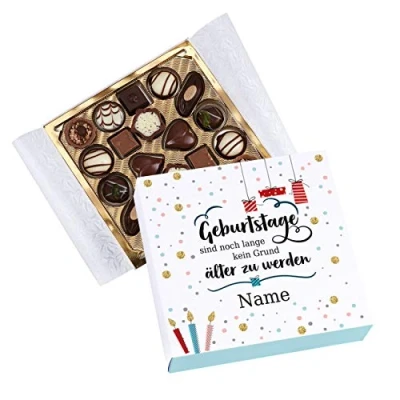 Abbildung von Herz &amp; Heim® Lindt Pralinen zum Geburtstag mit Namensaufdruck Geburtstage sind kein Grund älter zu werden