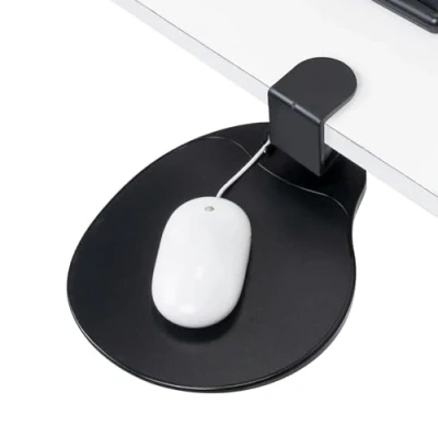 Abbildung von EHO Untertisch Mauspad mit 360 Grad drehbar, ergonomische Mausablage, Büro Mauspad, herausziehbare Mausablage (schwarz), geeignet für 3,81 cm Dicke Schreibtische