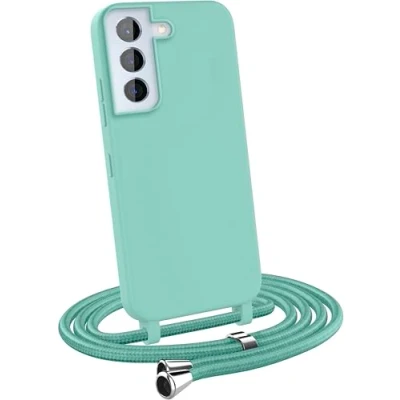 Abbildung von MyGadget Handykette für Samsung Galaxy S22 [ Hülle mit verstellbaren Band ] TPU Handyhülle Handyband zum Umhängen Kordel Schnur Case Schutzhülle Mint