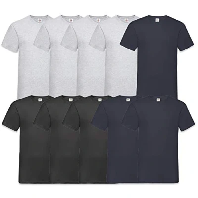 Abbildung von Fruit of the Loom Herren V Neck Valueweight T Shirt (erPack 10 (3XL, 4Grau3Schwarz3DeepNavy)