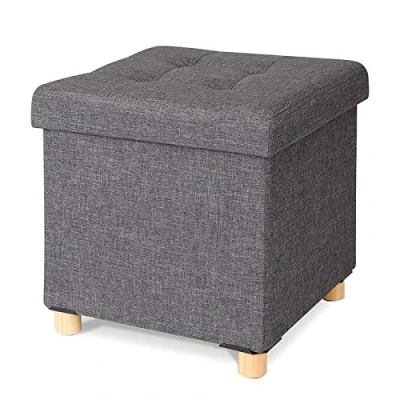 Abbildung von dibea Sitzhocker Klapphocker Sitzbank Aufbewahrungsbox 38x38x38 cm, grau