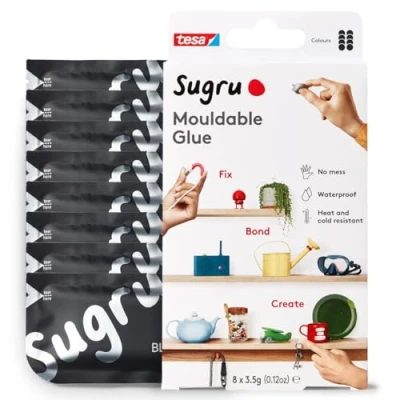 Abbildung von Sugru by tesa Formbarer Allzweckkleber, 8er Pack, 8 x 3,5 g, Schwarz vielseitige Klebeknete zum Reparieren, Kleben und Befestigen ohne Bohren