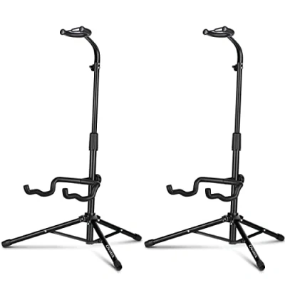 Abbildung von CAHAYA Gitarrenständer Boden mit Halshalterung Verstellbar Faltbar Universal Stativ für Akustische E Gitarre Bass Banjos 2 Pack CY0287