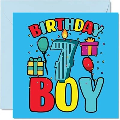 Abbildung von Stuff4 Geburtstagskarte zum 7. Geburtstag Junge für 7 Jahre alter Jungen Geburtstagskarten ihn 145 mm Grußkarte Sohn Bruder Enkel Neffe Cousin siebter
