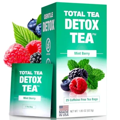 Abbildung von Total Tea Zero Coffein Tee Detox Ganz Natürlich Kräutertee zur Sanften Reinigung Unterstützt die Leberregeneration, Körper entgiften, Entgiftungskur 25 Teebeute Minze Beere