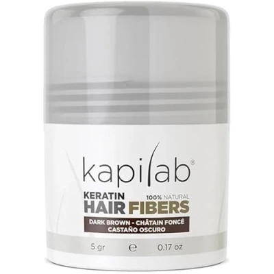 Abbildung von Kapilab Streuhaar Dunkelbraun, Premium Haarpuder zur Haarverdichtung Haarfasern für Dünner Werdenes Haar Keratin Haarpulver Mehr Volumen Hair Fibers Männer und Frauen 5 gramm