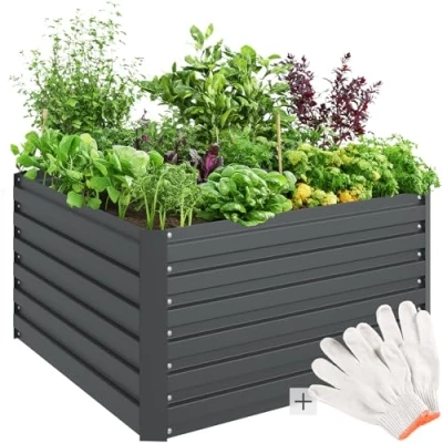 Abbildung von tectake Hochbeet Pflanzenkasten Blomma, 540l, verzinkt, 100x100x56cm, aus verzinktem Stahl