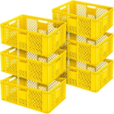 Abbildung von BRB 6x Eurobehälter durchbrochen/Stapelkorb, LxBxH 600x400x240 mm, lebensmittelecht, Industriequalität (gelb)