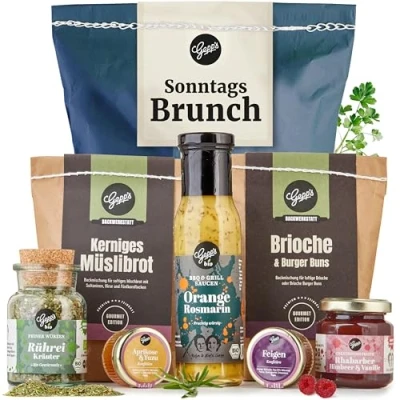 Abbildung von Gepp’s Feinkost Wundertüte Sonntags Brunch I Gourmet Weihnachts Geschenkset mit Delikatessen wie Apfel &amp; Birne Karamell Fruchtaufstrich Geschenkkorb Köstlichkeiten für ein perfektes Frühstück