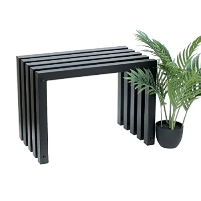 Abbildung von DanDiBo Hocker Metall Schwarz Sitzbank Massiv Wetterfest 60 cm Sitzhocker 96446 Modern Bank Lamellenhocker
