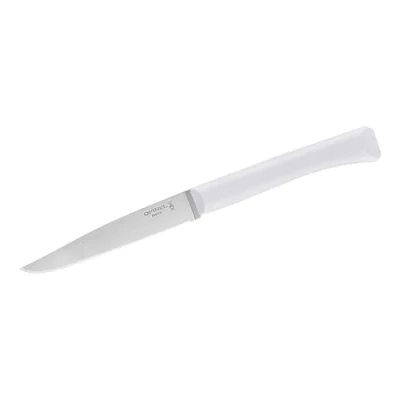 Abbildung von Opinel Bon Appetit+ Tafelmesser Sandvik Stahl 12C27 rostfrei Mikrozahnung hellgrauer Polymergriff