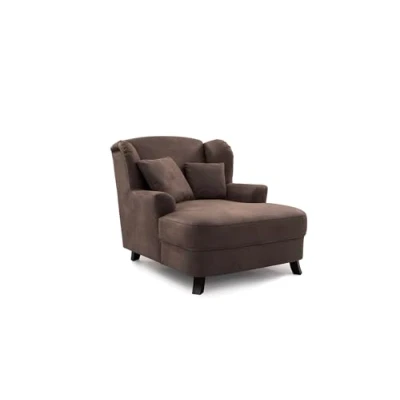 Abbildung von Cavadore XXL Sessel Assado / großer Polstersessel mit Holzfüßen und Sitzfläche Inkl. 2 Zierkissen 109 x 104 145 Lederoptik Braun