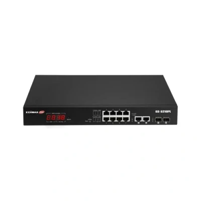 Abbildung von Edimax GS 5210PL Überwachungs VLAN 12 Port Gigabit PoE+ Web Smart Switch für Langstrecken mit 2 RJ45 Ports und SFP