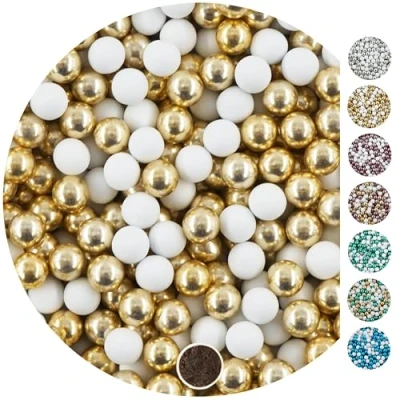 Abbildung von EinsSein 1kg Schokokugeln Mix mini weiss gold metallic 1 cm Gastgeschenke Hochzeit, Taufe, Kommunion, Weihnachten perfekt für Reagenzgläser Alternative Schokolinsen, Hochzeitsmandeln