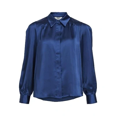 Abbildung von Object Objsateen L S NOOS Hemdbluse, Damen, Größe: 38, Estate blue